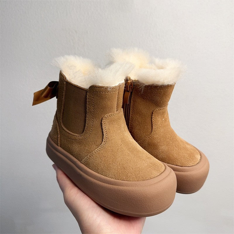 Kids' Fur-Lined Cotton Boots | Warm & Cozy Winter Footwear Children's Fur Integrated Cotton Boots | Ectron Online