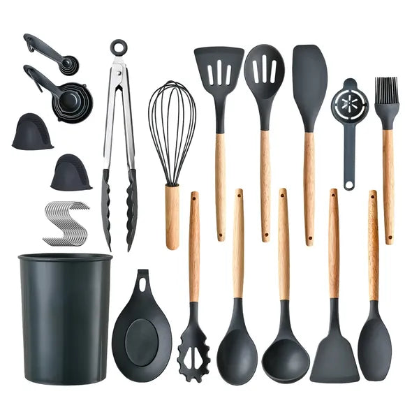 35-Piece Kitchen Cooking Utensils Set | Complete Silicone & Steel Tool Set