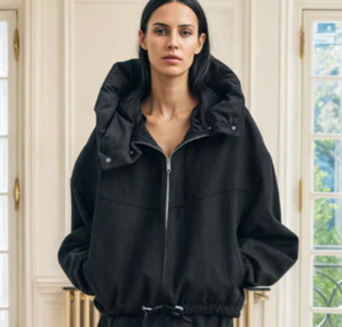 Women's Splicing Coat with Detachable Cap Fashion Detachable Cap Round Neck Double | Ectron Online