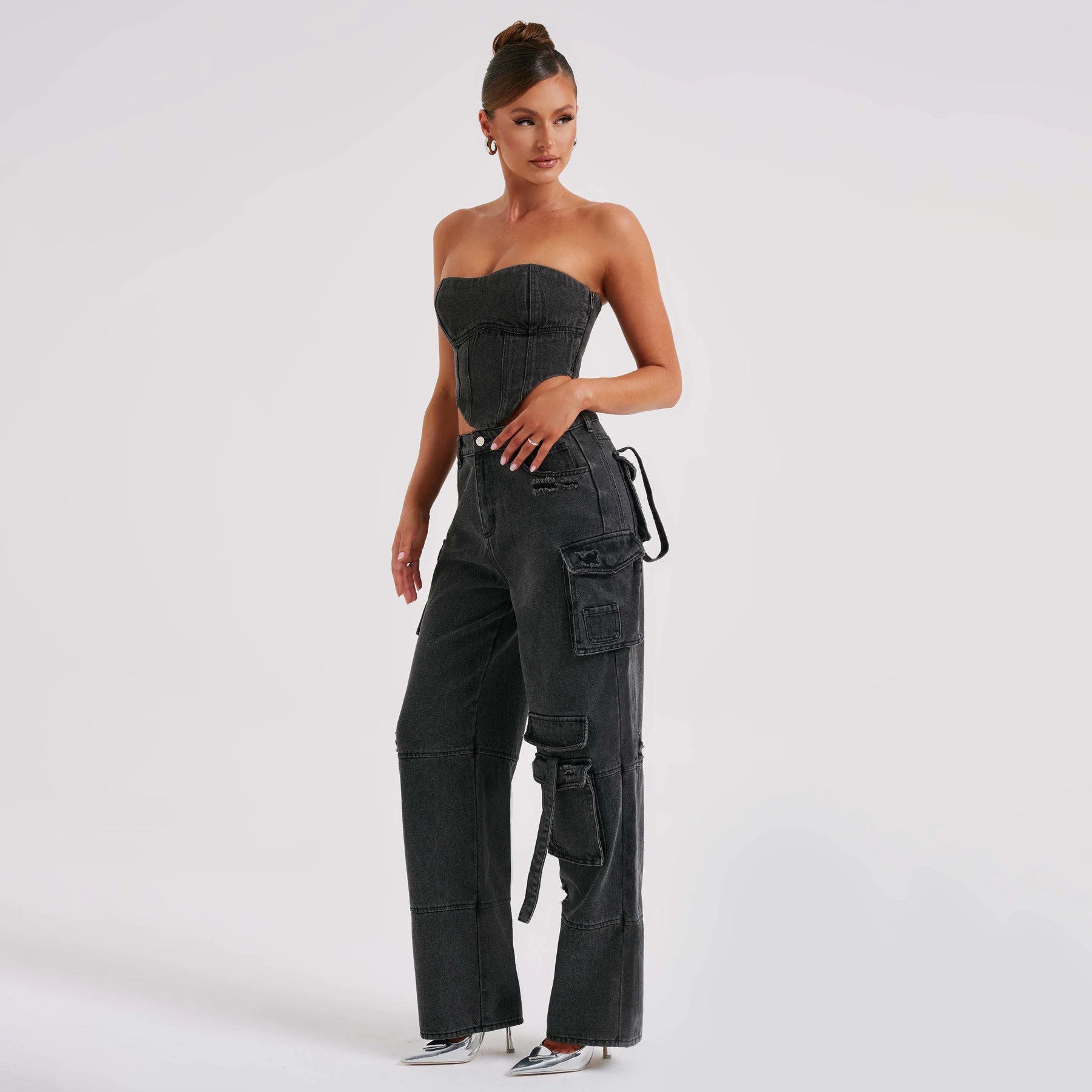 Women's Suit: Low Waist, 3D Tube Top, Pocket Stitching Jeans Woman Jeans | Ectron Online