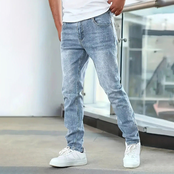 Men's Solid Color Stretch Jeans Stretch Men's Casual Solid Color Jeans | Ectron Online