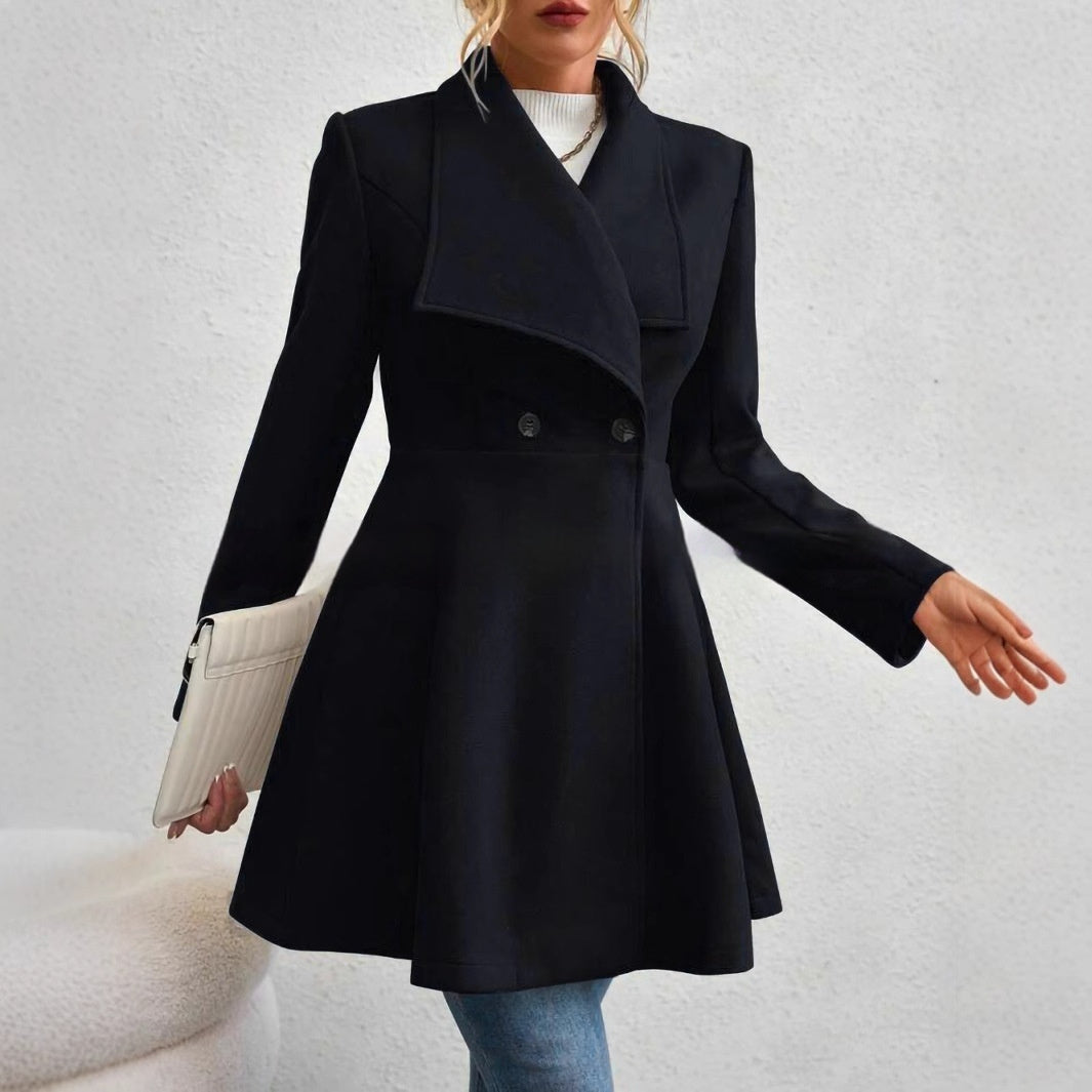 Women's Long Slim Fit Lapel Coat