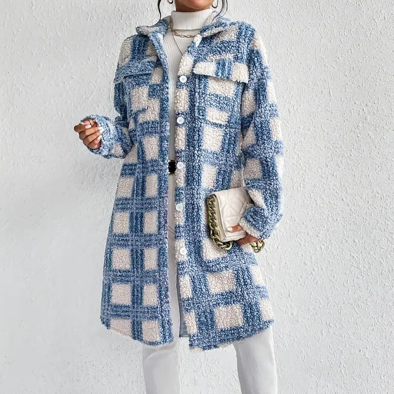 Women's Plaid Fleece Shacket | Lightweight Button-Down Fall Coat