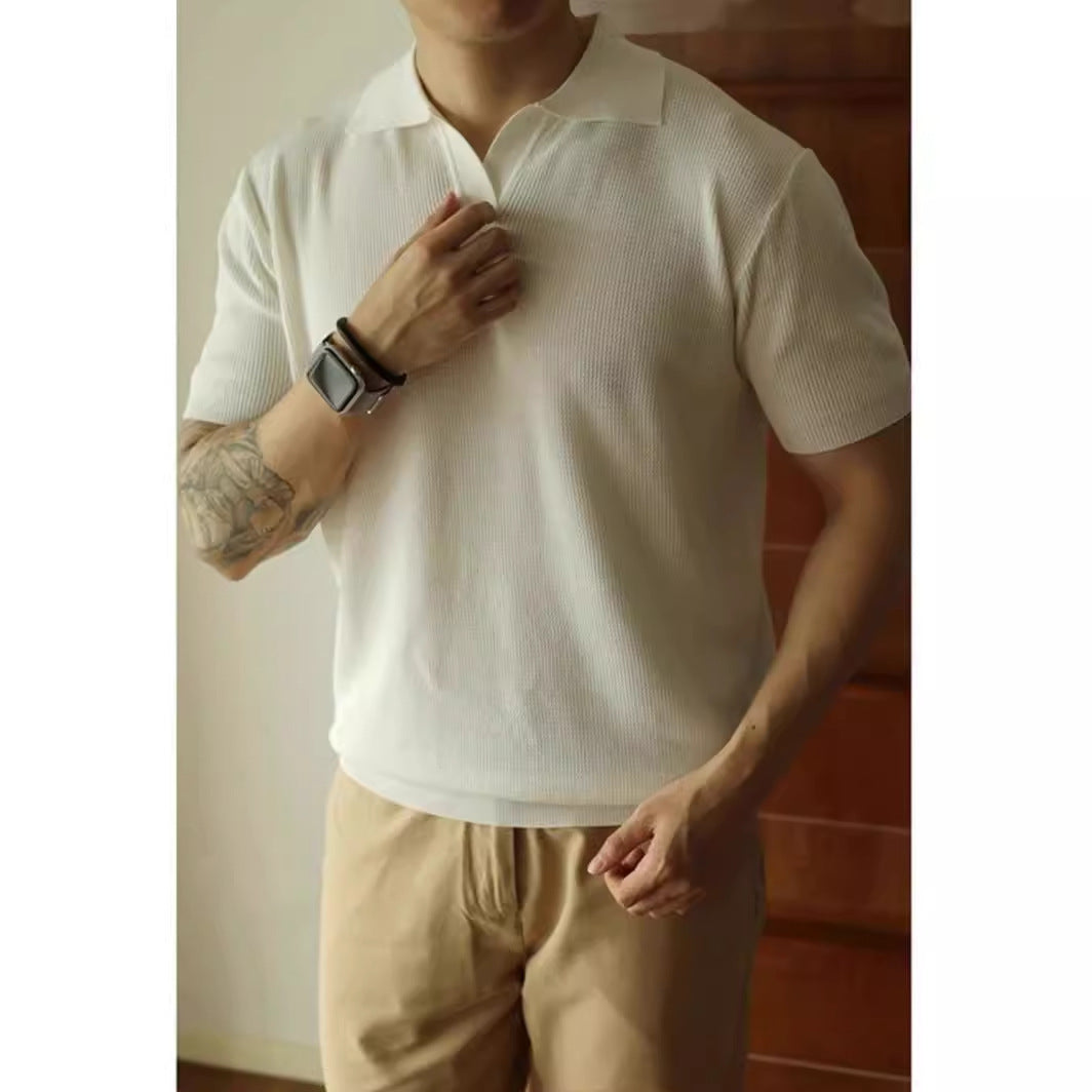 American V-neck Polo Shirt Men's Design Sense
