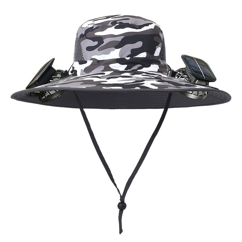 Solar-Powered Outdoor Sun Hat with Fan – Wide Brim Cooling Hat Outdoor Wide Brim Sun Hat With Solar Fan | Ectron Online
