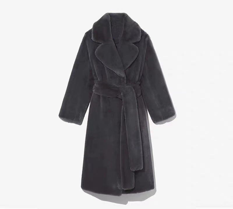 Long Faux Fur Trench Coat