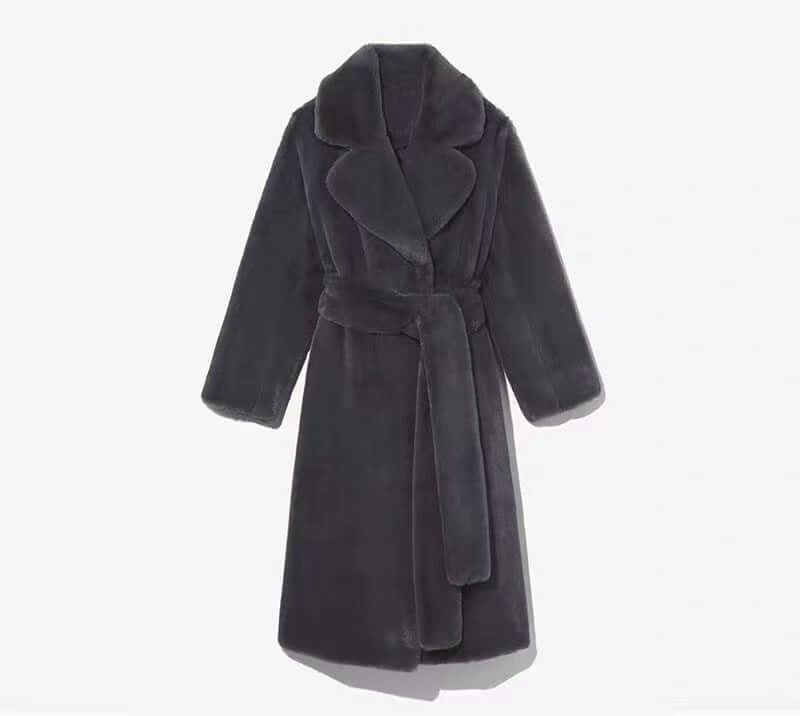Long Faux Fur Trench Coat Artificial Fur Coat Suit Collar Cotton C | Ectron Online