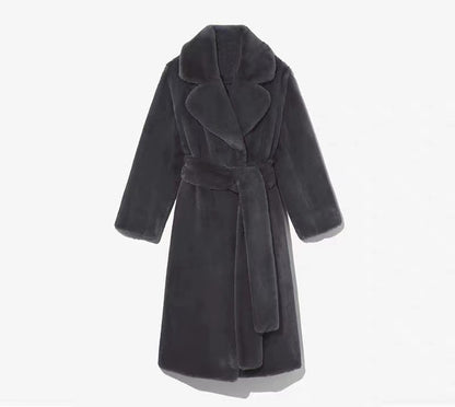 Long Faux Fur Trench Coat