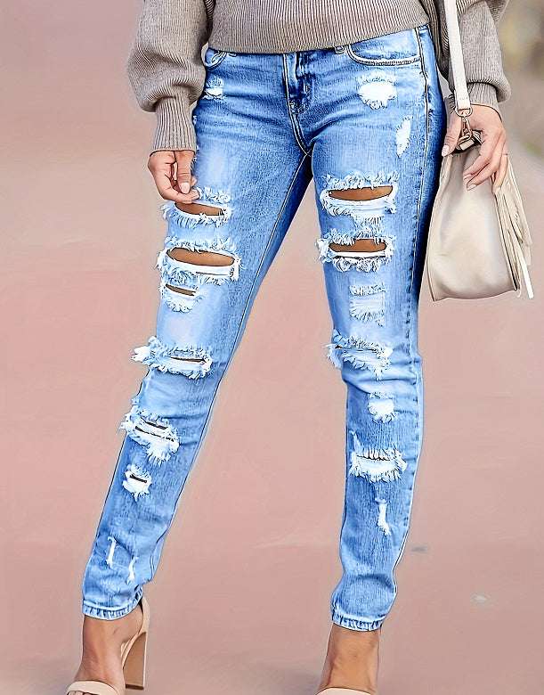 Women's Skinny Pants Cotton Trousers With Holes Women's Skinny Pants Cotton Trousers Wit | Ectron Online