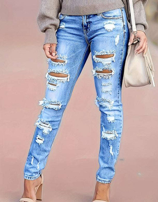 Women's Skinny Pants Cotton Trousers With Holes Women's Skinny Pants Cotton Trousers Wit | Ectron Online