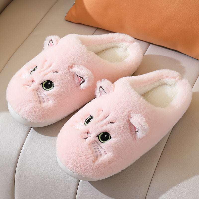 Cute Cat Plush Slippers – Warm Non-slip Winter House Shoes Cute Cat Plush Slippers Winter Warm Floo | Ectron Online