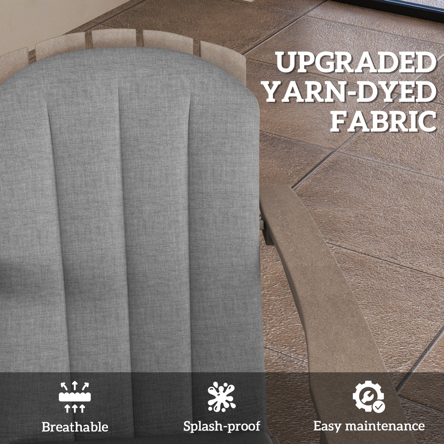 Gray high back cushion with ribbed yarn-dyed fabric texture