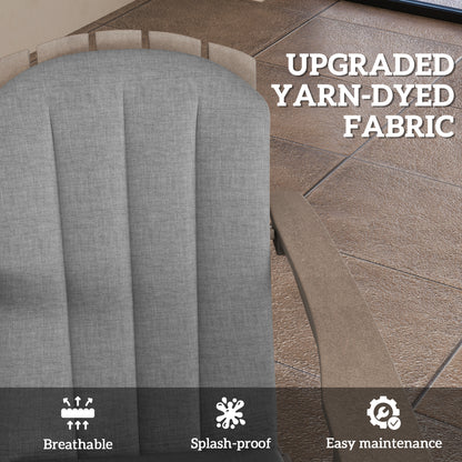 Gray high back cushion with ribbed yarn-dyed fabric texture