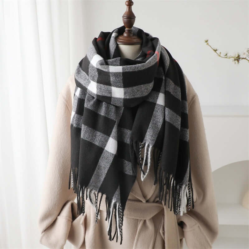 Unisex Cashmere-Like Plaid Warm Shawl Scarf