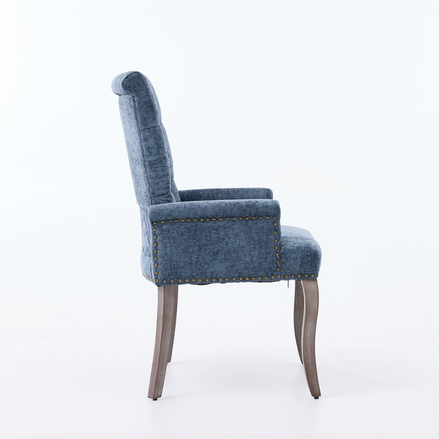 Blue Chenille Upholstered Accent Dining Chair with Tufted Back