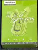 Green Bluetooth headset retail box with transparent headset illustration and listening graphic