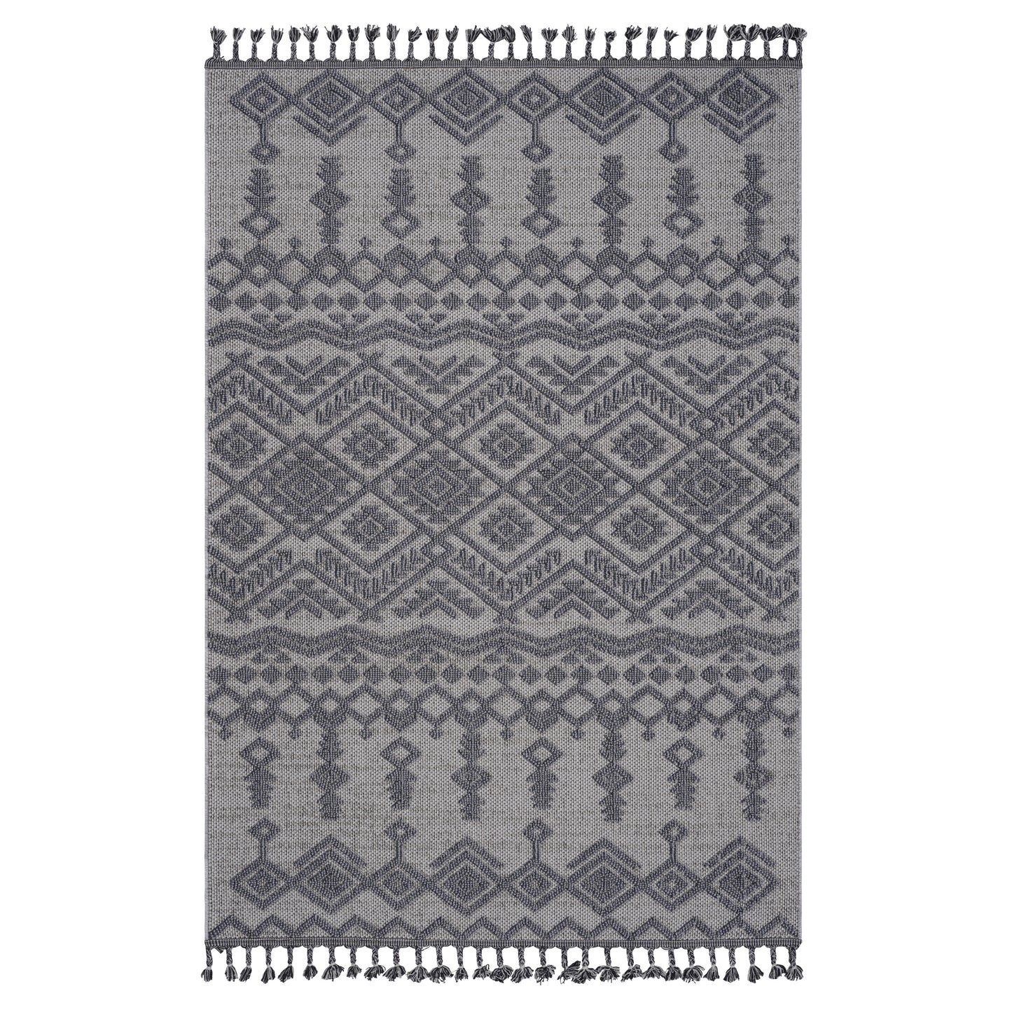 Guros Collection 6x9 Traditional Indoor/Outdoor Rug - White & Gray