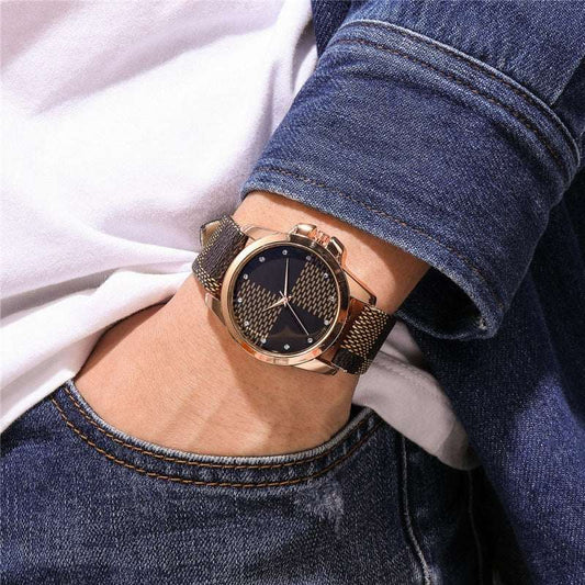 Men's Plaid Fashion Watch Fashion Personality Plaid Men's Casual W | Ectron Online