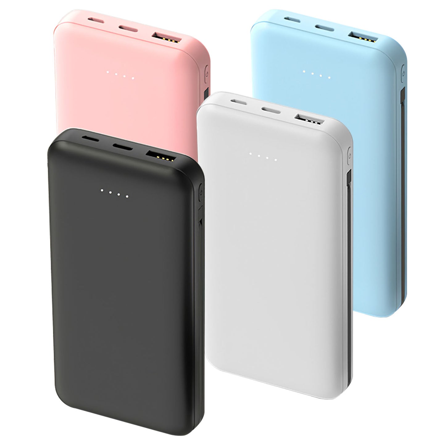 10000mAh Portable Power Bank with Built-in USB-C & Lightning Cables