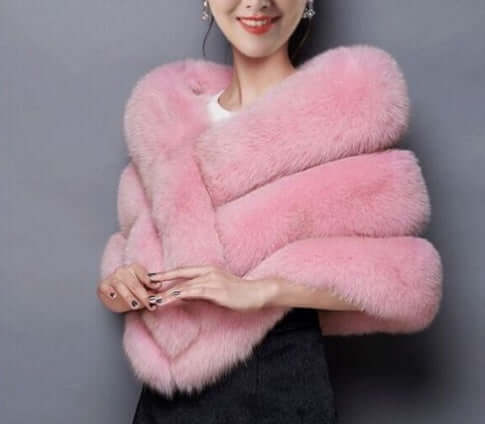 Women's New Silver Fox Faux Fur Shawl Cape Autumn And Winter New Fox Fur Silver Fox | Ectron Online