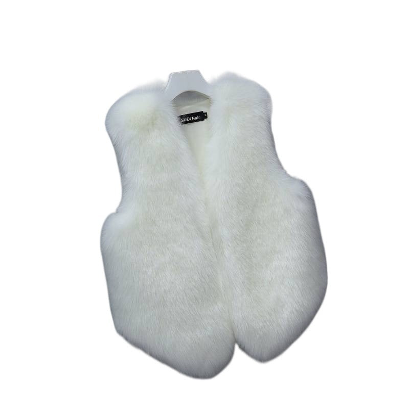 White fur vest 