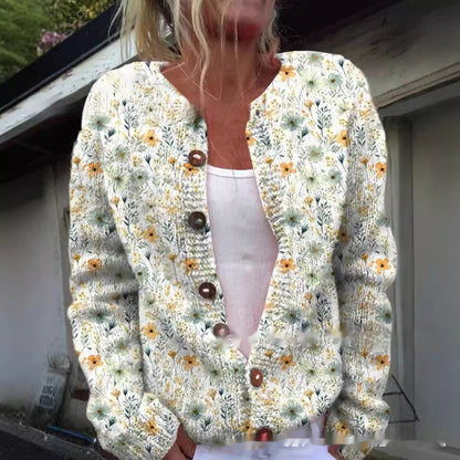 Printed Casual Cloak Coat Cardigan Sweater