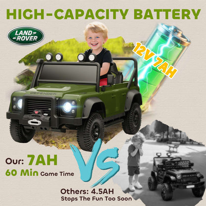 Dark green kids electric ride-on SUV with side profile and charging battery graphic