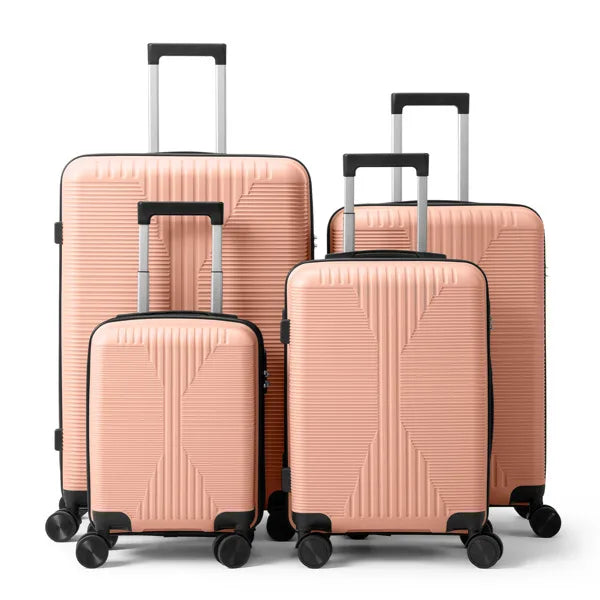 4-in-1 PP Trolley Case Set - Pink Non-TSA Customs Lock Four-in-one PP Trol | Ectron Online