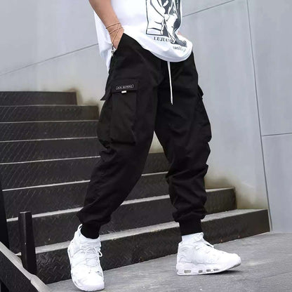 Multi-pocket Cargo Pants Men's Casual Hip-Hop Drawstring Trousers Outdoor Streetwear Sports Pant