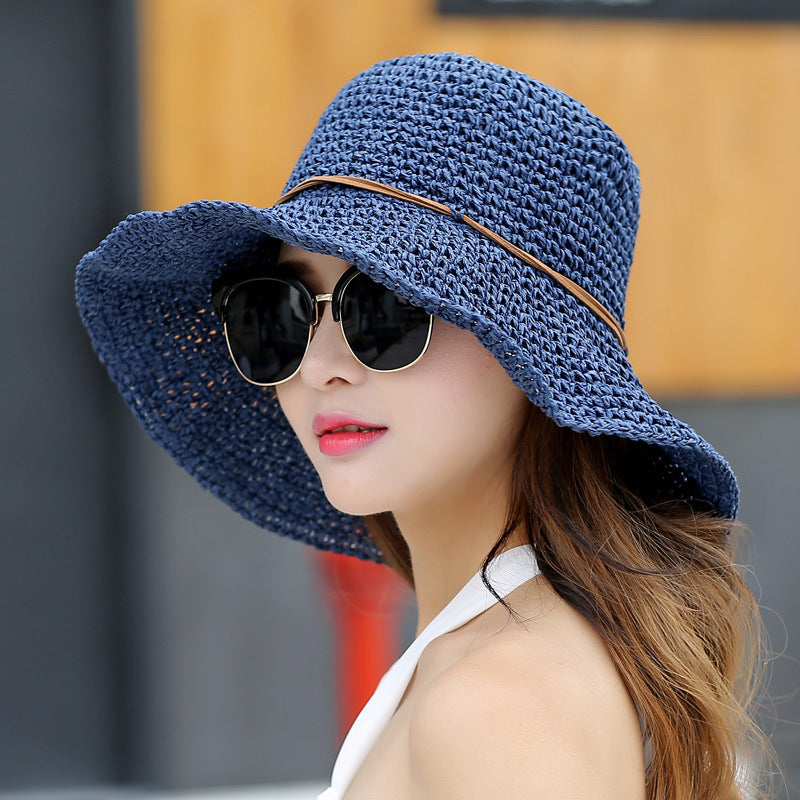 Japanese Foldable Straw Hat for Women Women's Fresh Hand-woven Japanese Foldab | Ectron Online