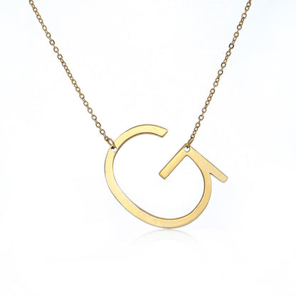 Fabulous Rose Gold Plated Stainless Steel Initial Letter Pendant Necklace