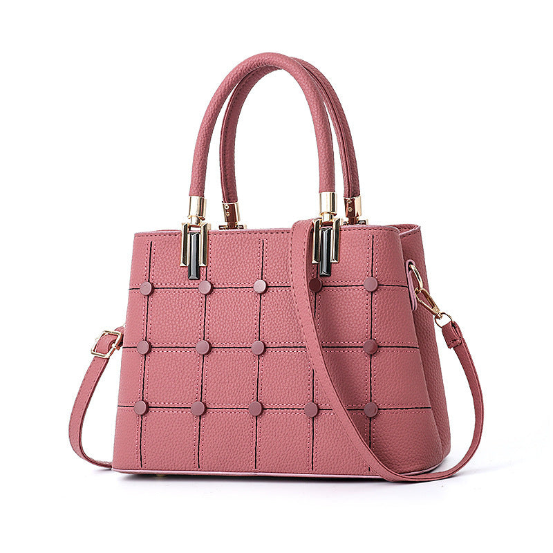 Rivet Accent PU Leather Handbag – Stylish & Spacious Tote Handbag rivet handbag | Ectron Online