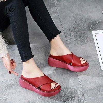 Platform sandals and slippers female open-toe muffin wedge large size women's shoes Platform sandals and slippers female ope | Ectron Online