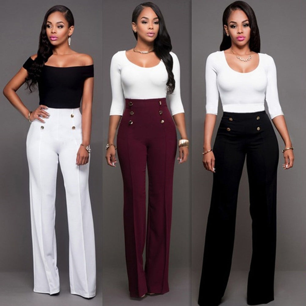 Stylish Slim Personality Double-Breasted Flared Trousers