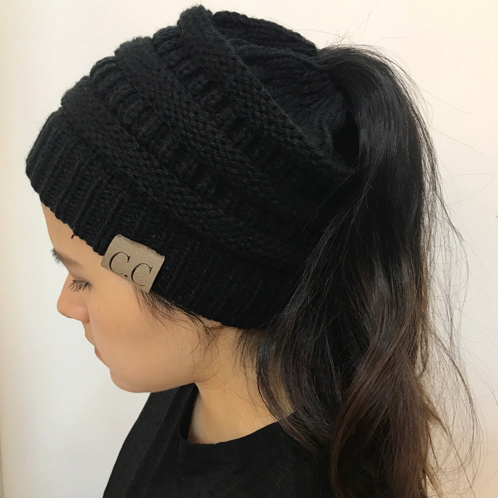 Knitted Ponytail Hat - Women's Fashion Wool Hat for Stylish Comfort Hats & Caps | Ectron Online