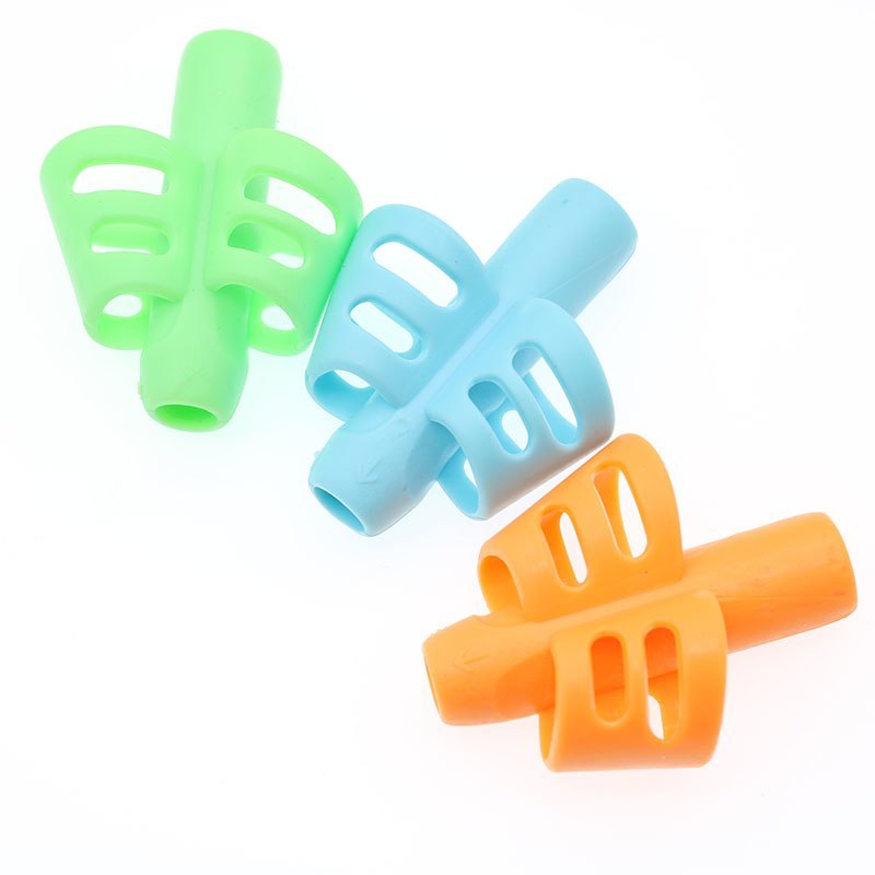 Two-Finger Grip Silicone Baby Learning Writing Tool Writing Pen Writing Correction Device Children Stationery Gift 3pcs