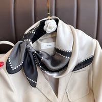 Solid Color Square Scarf - Elegance & Style Artificial Silk Striped High-grade Korea | Ectron Online