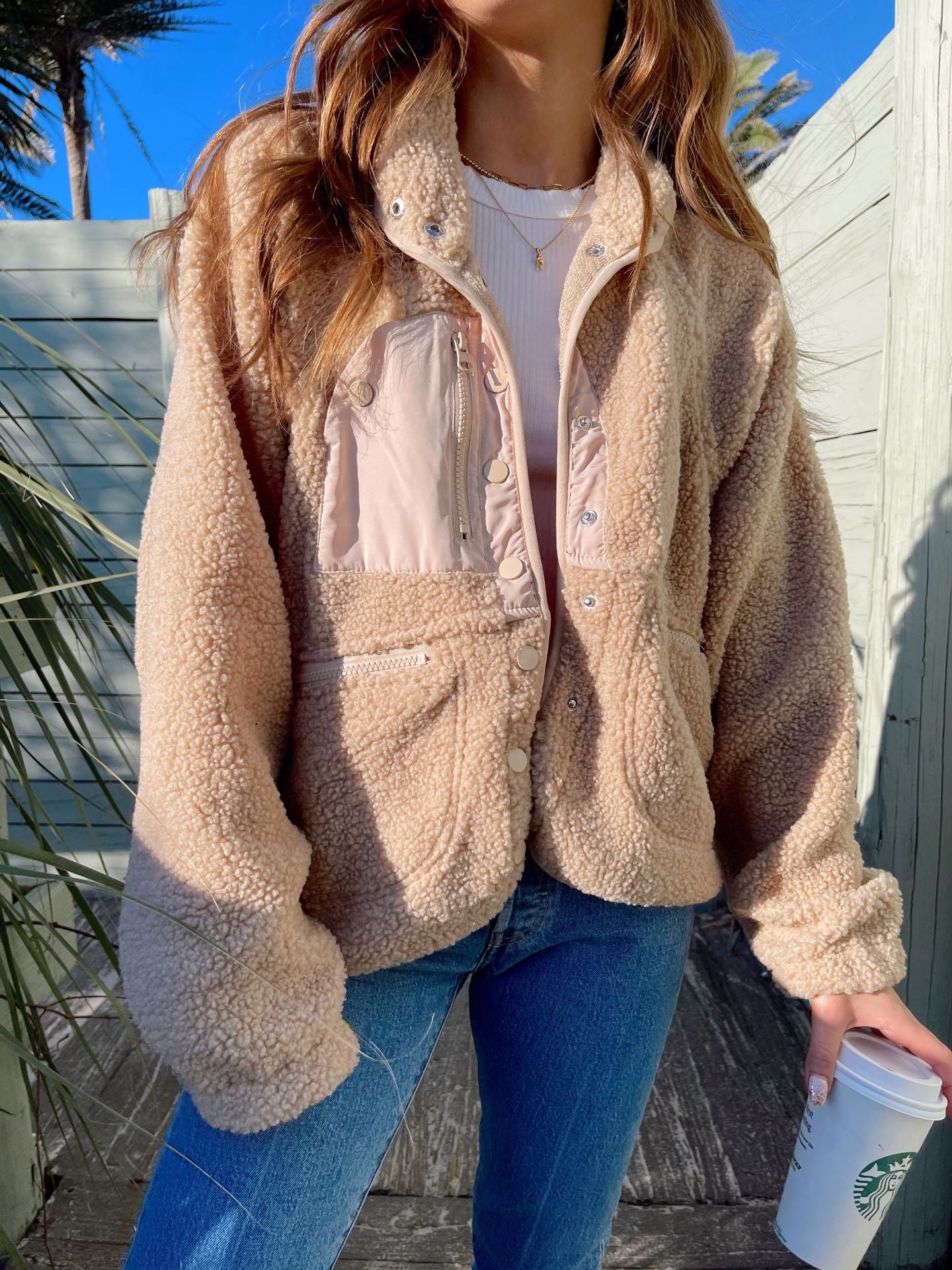 Short Cardigan Plush Jacket Lamb Wool Coat Outerwear & Jackets | Ectron Online