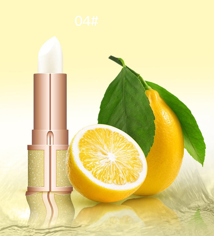 Moisturizing lipstick in gold glitter with white bullet