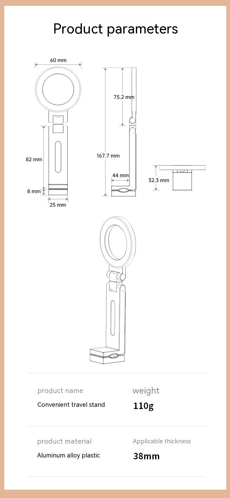 360-degree Rotating Folding Travel Mobile Phone Magnetic Bracket