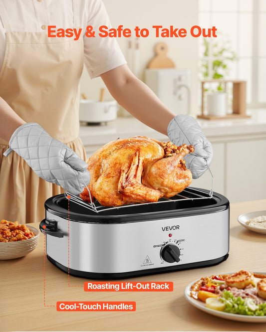20QT Electric Roaster Oven - Self-Basting Roasting Pan
