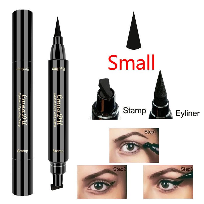 Black wing eyeliner stamp & pen with small stamp tip and pointed liner tip