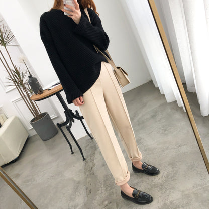 Nine points loose casual straight-leg suit pants