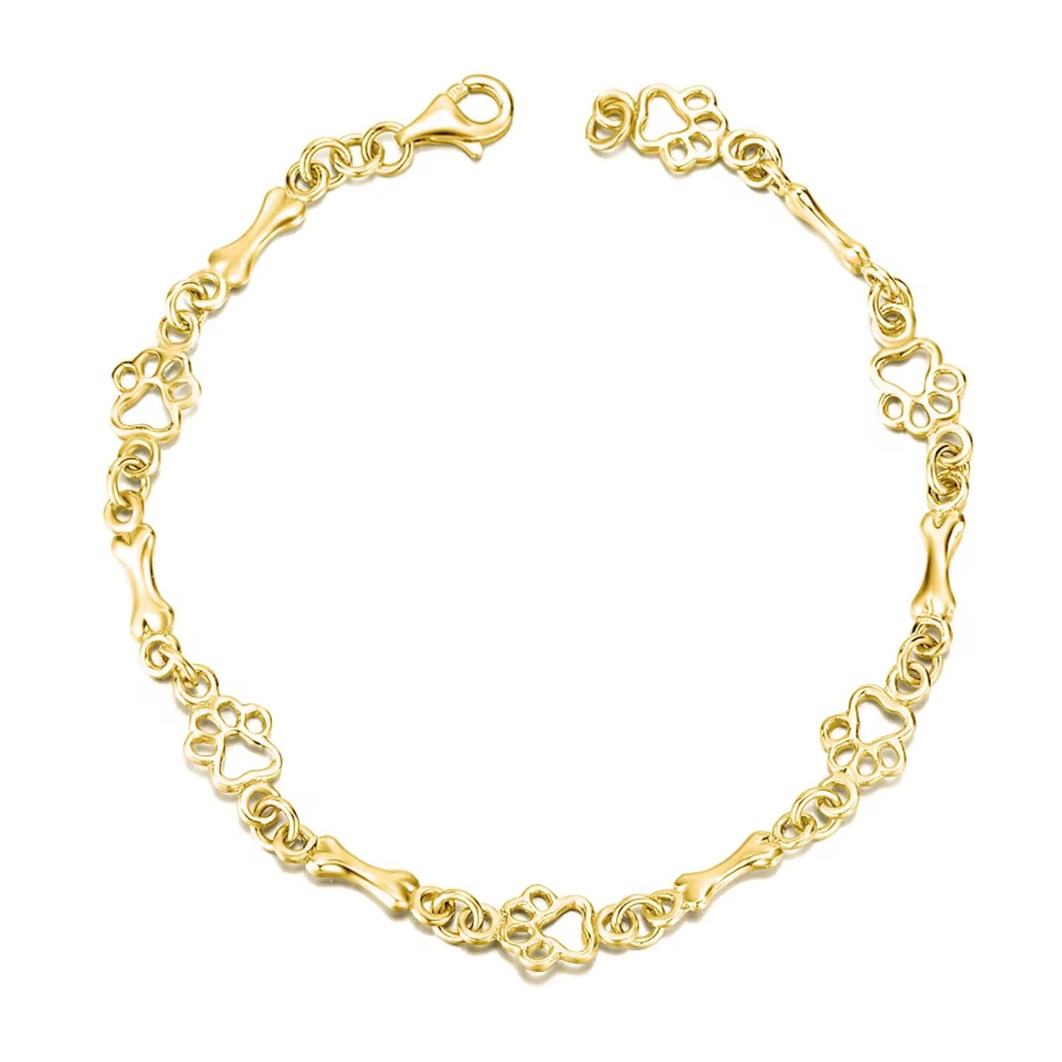 Gold-tone chain bracelet with clover-style links and secure clasp