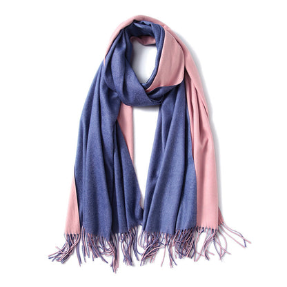 Korean double-sided faux cashmere shawl