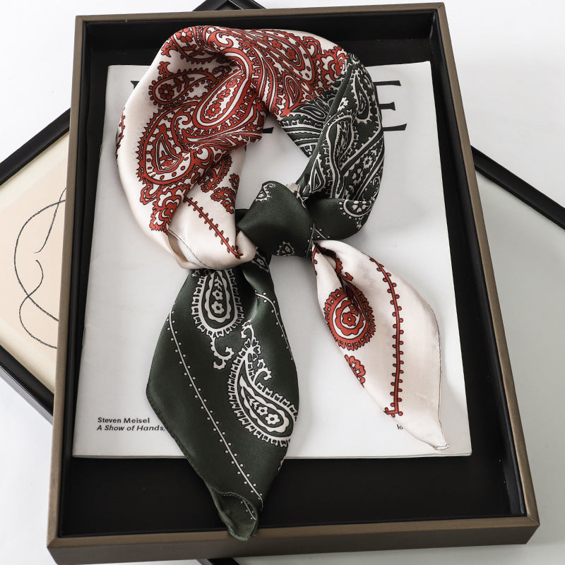 Solid Color Square Scarf - Elegance & Style Artificial Silk Striped High-grade Korea | Ectron Online