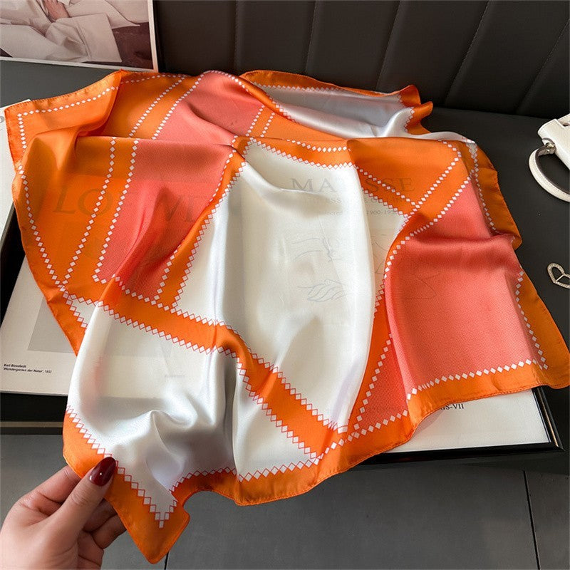 Solid Color Square Scarf - Elegance & Style Artificial Silk Striped High-grade Korea | Ectron Online