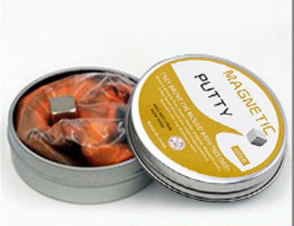 Magnetic clay putty tin with orange putty and cube magnets