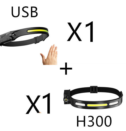 COB LED Induction Riding Headlamp Flashlight, USB Rechargeable COB LED Induction Riding Headlamp | Ectron Online