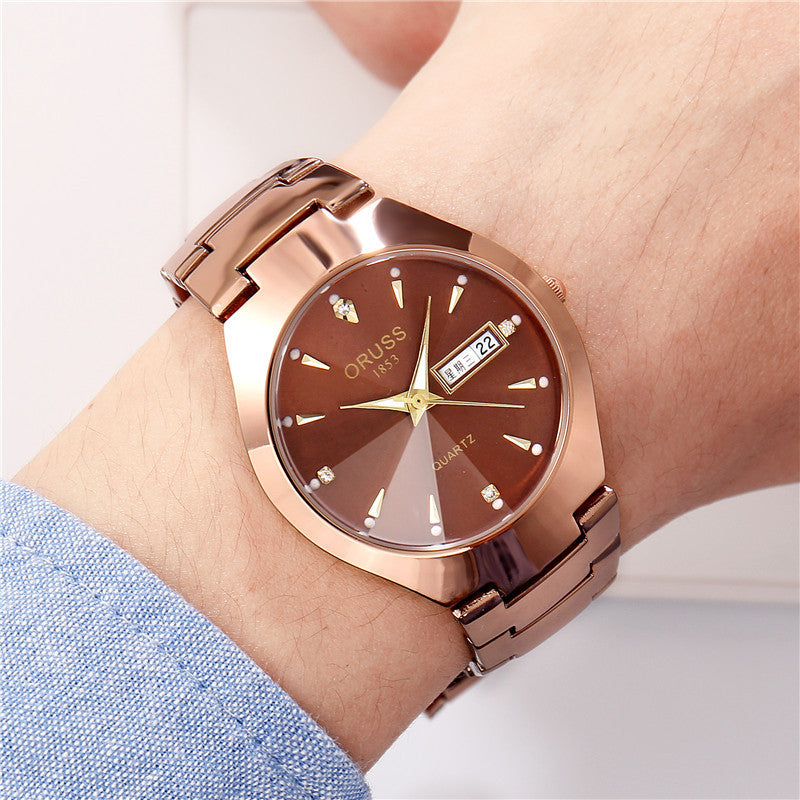 Tungsten Steel Waterproof Couple Watch Tungsten Steel Color Waterproof Fashion | Ectron Online